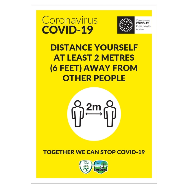 COVID-19 FAI Distance 2 Metres Away Sign